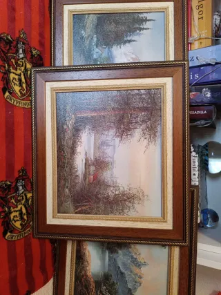 4 Cuadros Paisajes Marco Madera