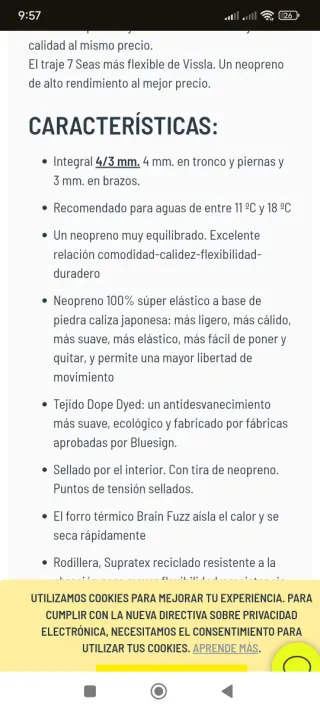 Neopreno VISSLA 7 SEAS 4/3 Talla S