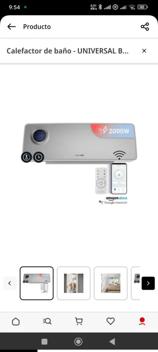 Calefactor de baño de pared 2000W como nuevo