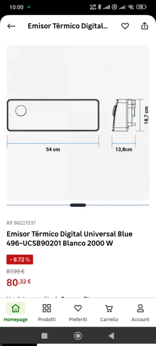 Calefactor de baño de pared 2000W como nuevo