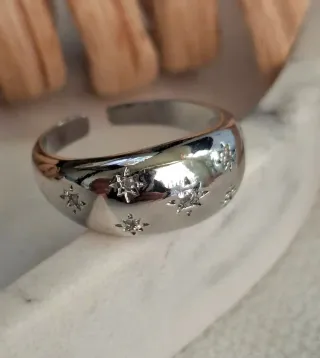 Anillo Plata Ley Estrellas Ajustable