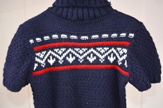 Jersey cuello alto azul y rojo