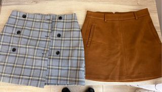 Falda cuadros y falda marrón
