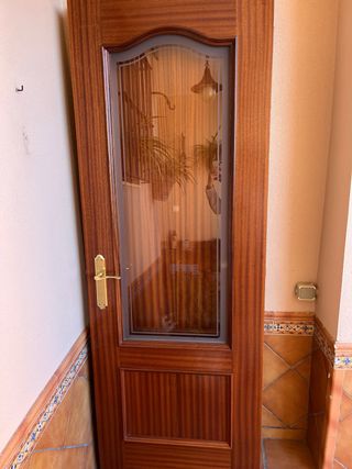 Puerta de madera interior con cristal