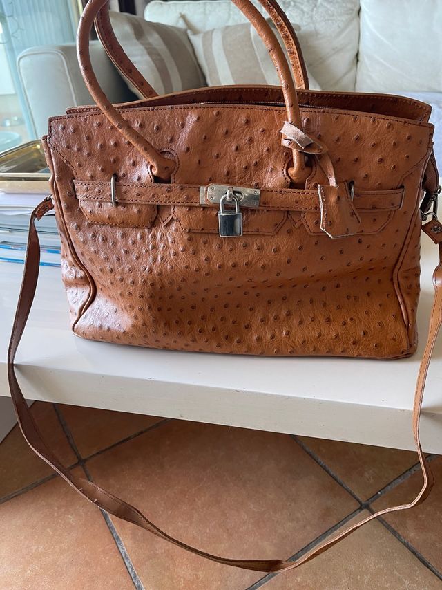 Borsa vera pelle effetto struzzo