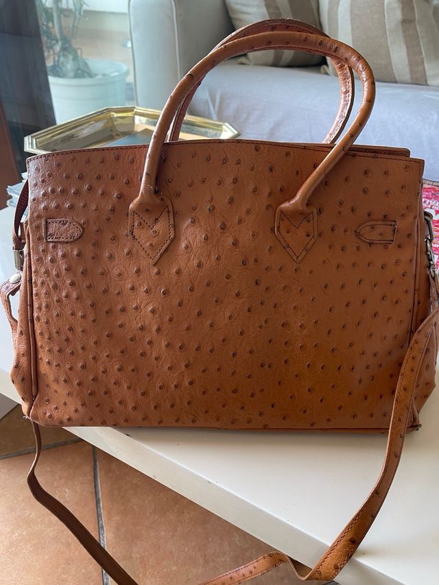 Borsa vera pelle effetto struzzo