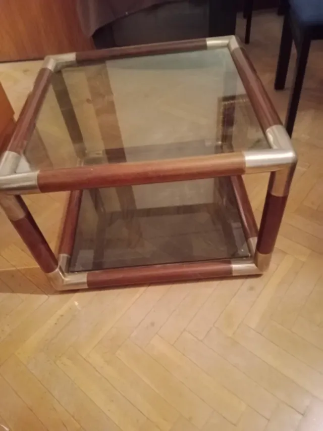 Mesa de centro,salón, cristal y madera.