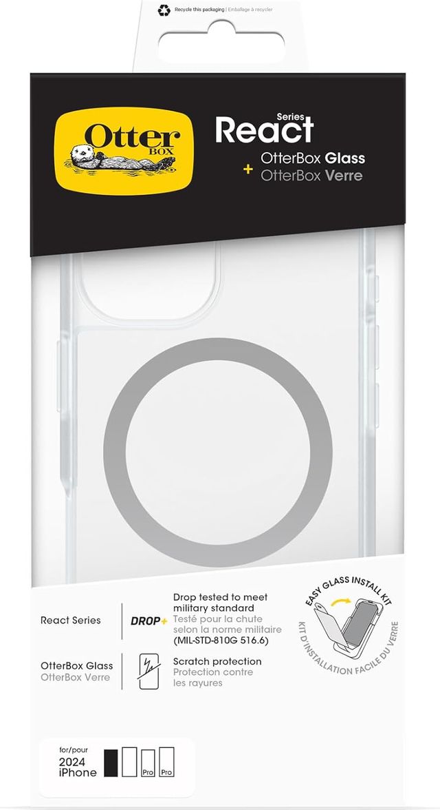 Custodia OtterBox React + Vetro Temperato per iPhone 16