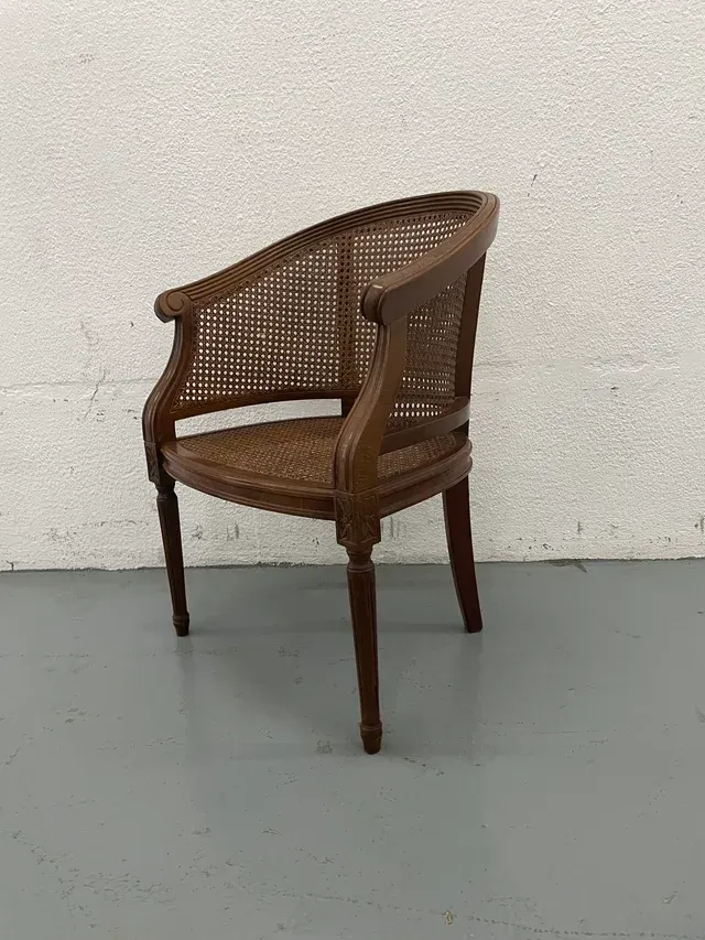 Butaca Luis XVI Ratán y Madera Vintage