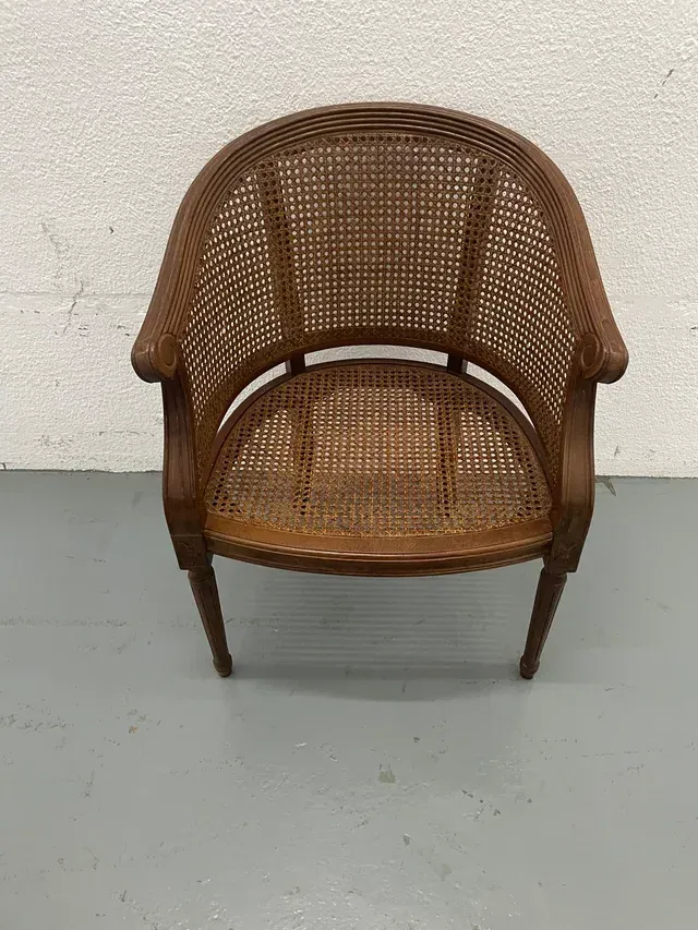 Butaca Luis XVI Ratán y Madera Vintage