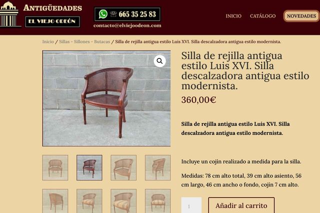 Butaca Luis XVI Ratán y Madera Vintage