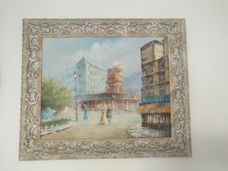 Quadri Parigi Pittura ad Olio Cornice in Legno