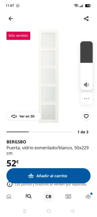 Puerta armario de 236 sin bisagras