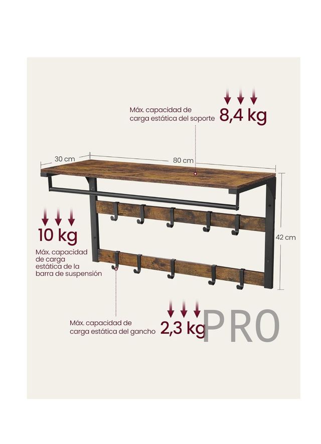 Perchero de Pared VASAGLE