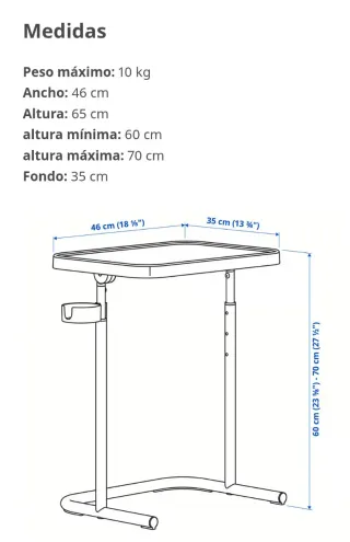 Mesa auxiliar negra plegable