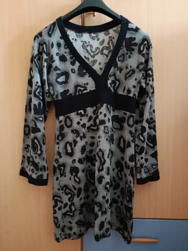 Vestido punto manga larga estampado