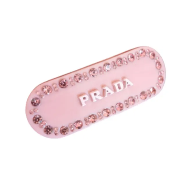 Pinza Prada Rosa y Plateada con Cristales