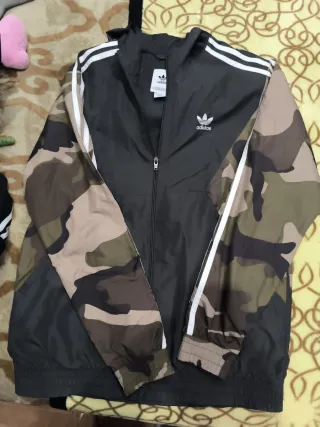 Cortavientos Adidas Camuflaje Negro Verde