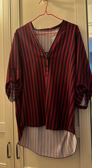 Camisa Rayas Rojo y Negro