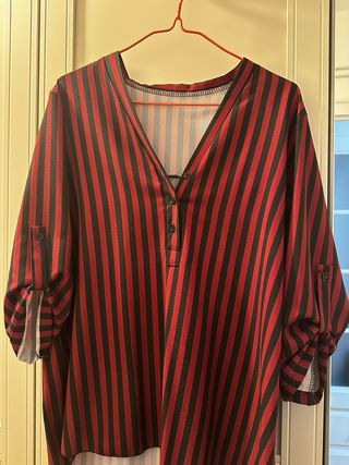 Camisa Rayas Rojo y Negro