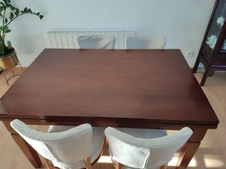 Mesa comedor madera maciza 6 comensales extensible