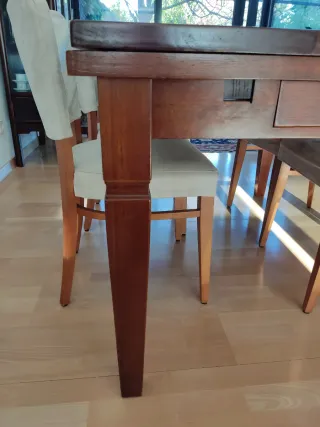 Mesa comedor madera maciza 6 comensales extensible