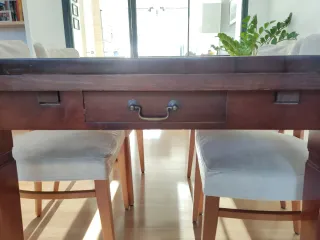 Mesa comedor madera maciza 6 comensales extensible