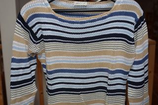 Jersey Miss J rayas beige y azul