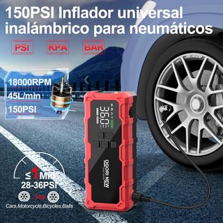 Arrancador Batería 12V 6000A + Compresor