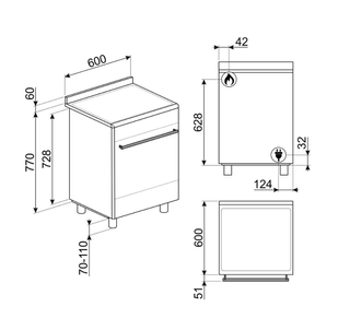Cocina Smeg 4 fuegos