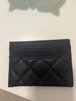 Porta carte Chanel nero con logo oro