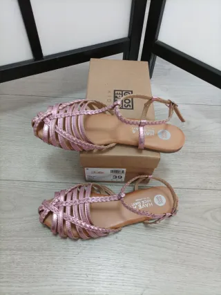 Sandalias cangrejeras Gioseppo piel rosa/dorado T3