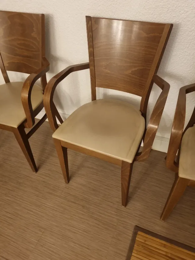 Pack 5 Sillas Madera y Tela Beige