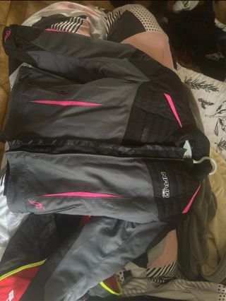 Casco Moto LS2 Negro Rosa chaqueta  guantes