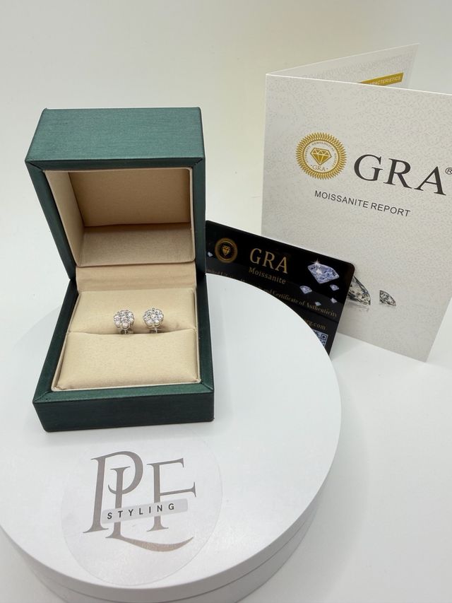 Orecchini Fiore Argento Moissanite