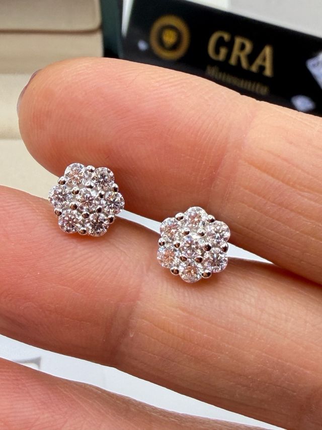 Orecchini Fiore Argento Moissanite