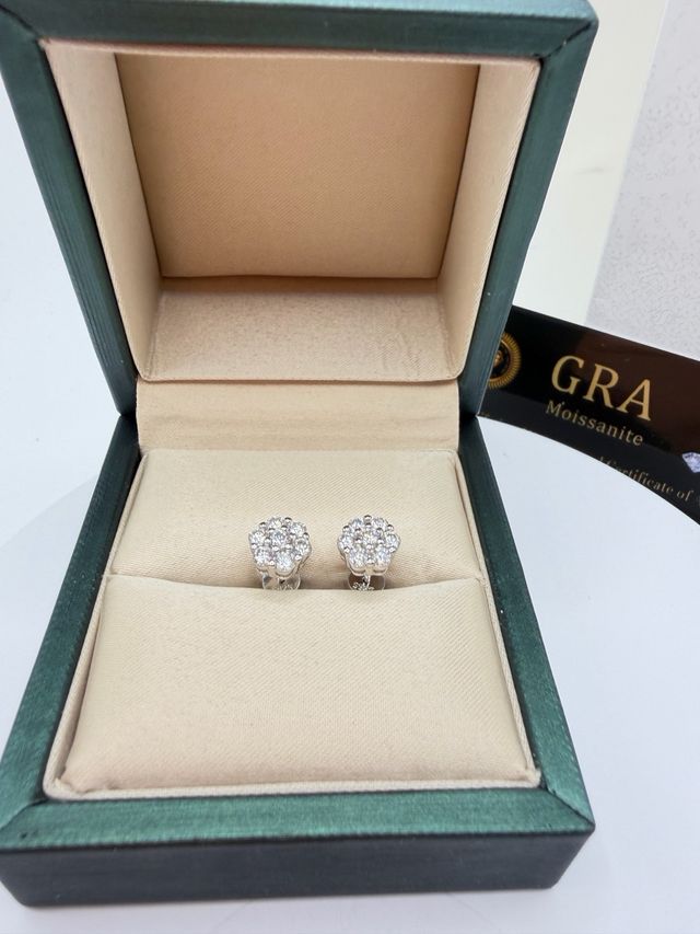 Orecchini Fiore Argento Moissanite