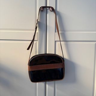 Borsa vintage Nicolette vernice nera e cuoio