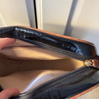 Borsa vintage Nicolette vernice nera e cuoio