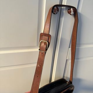 Borsa vintage Nicolette vernice nera e cuoio