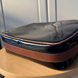 Borsa vintage Nicolette vernice nera e cuoio