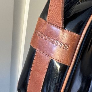 Borsa vintage Nicolette vernice nera e cuoio