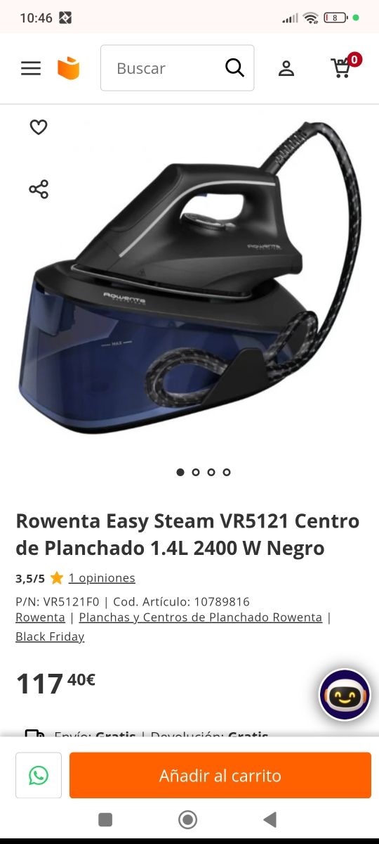 Plancha Rowenta Easy Steam VR5121 Centro
