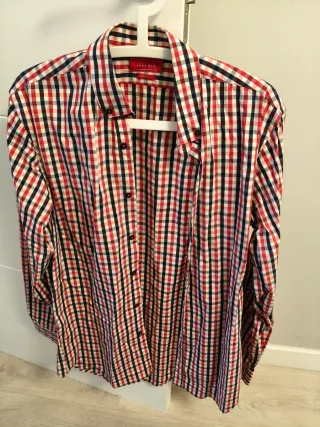 Camisa Zara cuadros azul y rojo