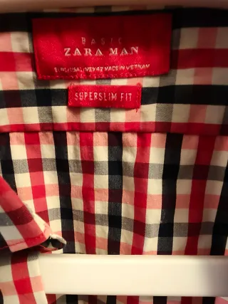 Camisa Zara cuadros azul y rojo