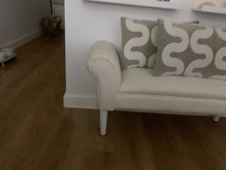 Panca imbottita beige con 2 cuscini