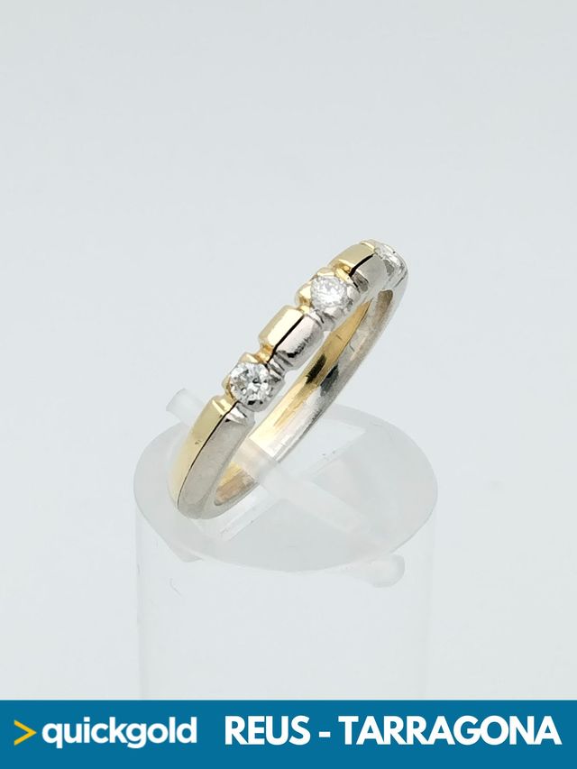 035-01-00844 ANILLO ORO BICOLOR 18K DIAMANTES T15