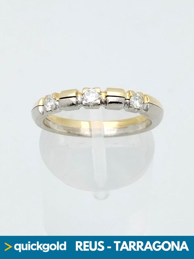035-01-00844 ANILLO ORO BICOLOR 18K DIAMANTES T15