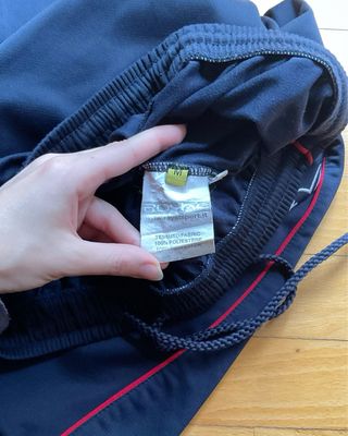 Pantaloni tuta zip in fondo vintage blu navy