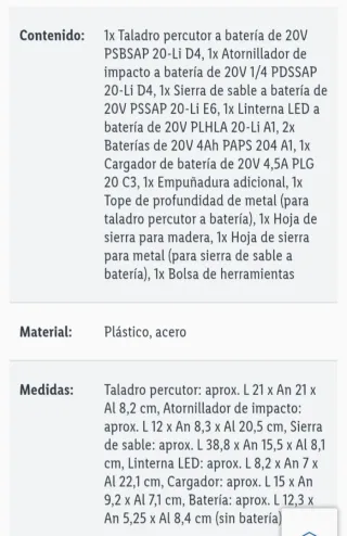 Pack Parkside Herramientas performance